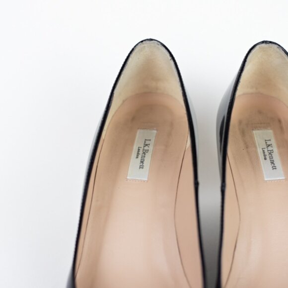 L.K. Bennett Black Patent Leather Wedge Pumps Size 9 EUR 39 - Picture 4 of 12
